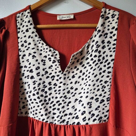 EUC LIKE NEW BEESON RIVER RUST ANIMAL PRINT MIX LONGSLEEVES SHORT DRESS 2XL PLUS - Picture 4 of 14